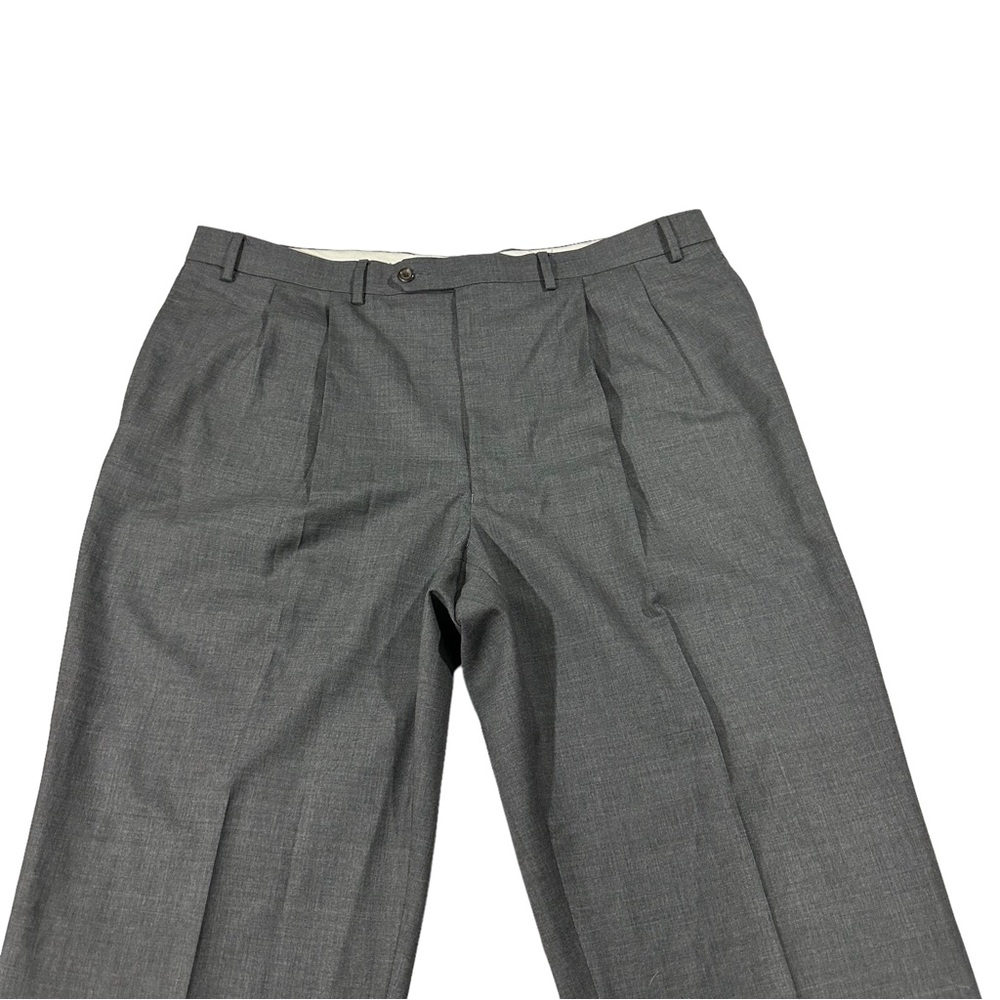 Ralph Lauren Total Comfort Grey 100% Wool Suit Pants Sz 40x32 Pleated Cuffed Hem - Picture 2 of 11